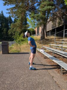 Walker Stretching before track practice